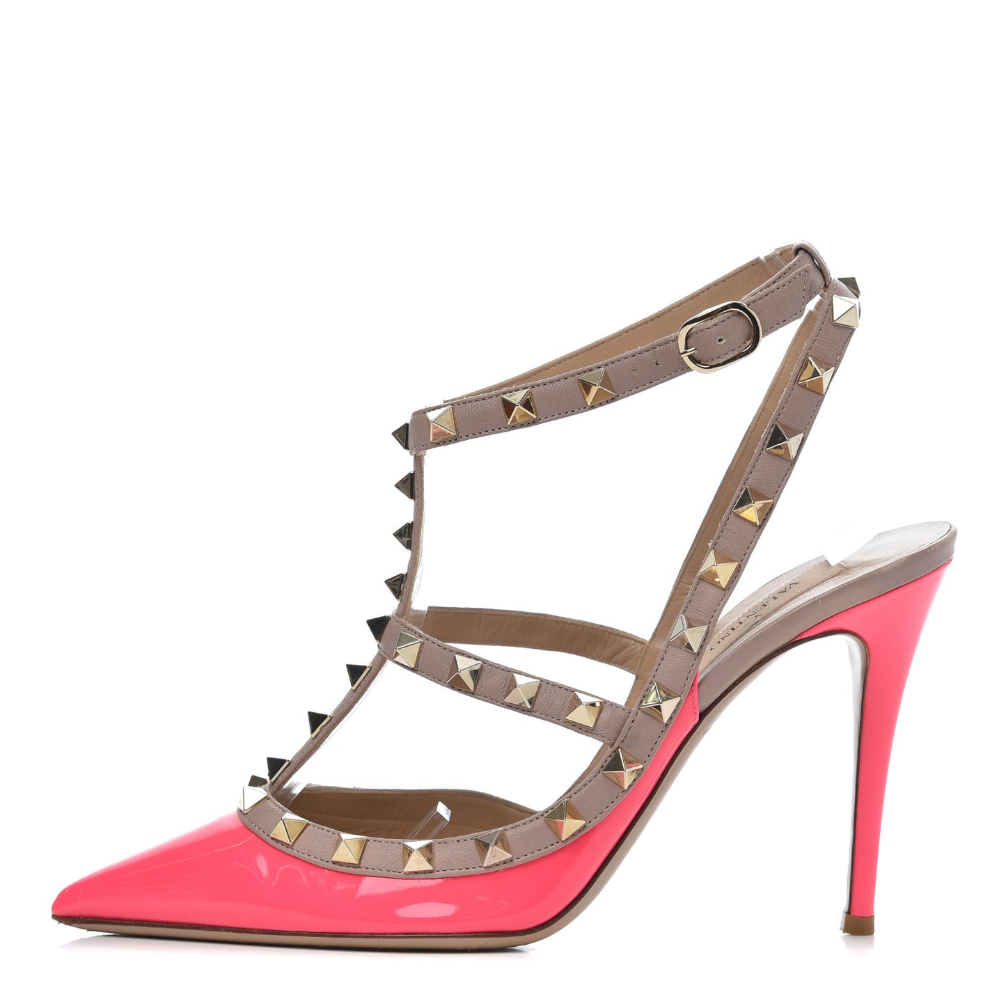 Patent Rockstud Ankle Strap Pumps 38.5 Peony Poudre