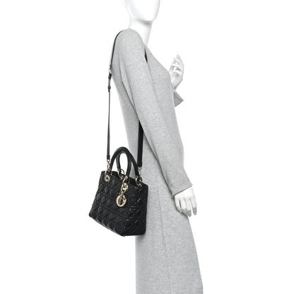 Christian Dior Lambskin Cannage Medium Lady Dior Black 2 of 10