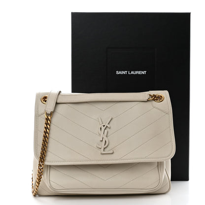 Saint Laurent Lambskin Matelasse Monogram Medium Niki Chain Satchel Ivory 19 of 19