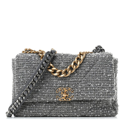 Chanel Tweed Quilted Large Chanel 19 Flap Grey 1 of 9