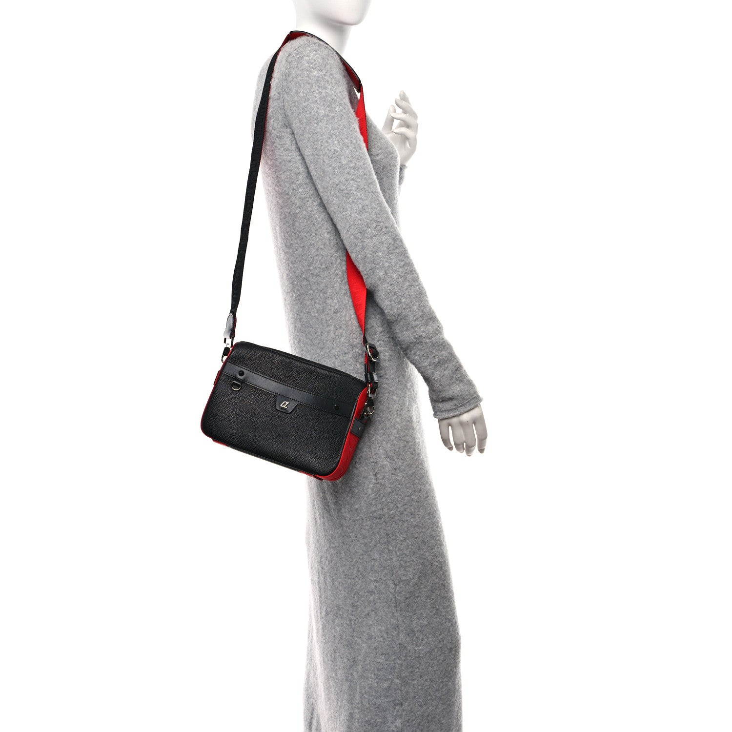 Christian Louboutin Calfskin Empire Rubber Ruisbuddy Messenger Bag Black Loubi 2 of 10