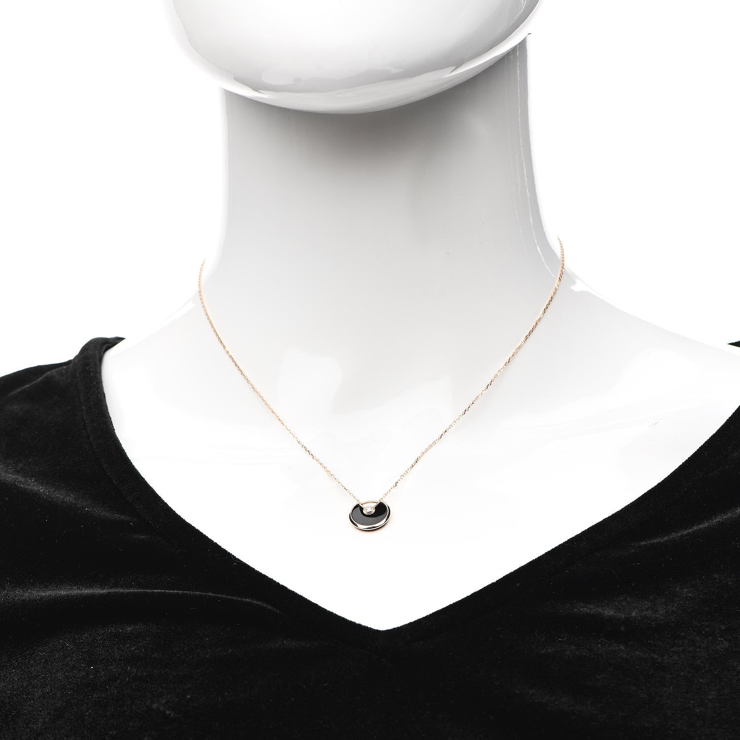 Cartier 18K Pink Gold Diamond Black Onyx XS Amulette de Cartier Pendant Necklace 2 of 6