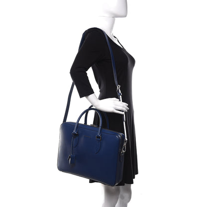 Burberry Textured Calfskin Barrow Briefcase Deep Blue 2 of 9