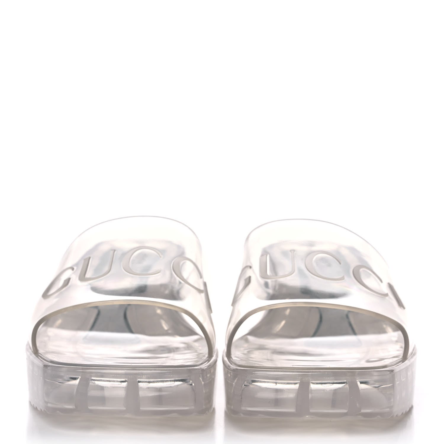 Gucci Rubber Gucci Logo Womens Platform 20/60mm Slide Sandals 39 Transparent 2 of 9