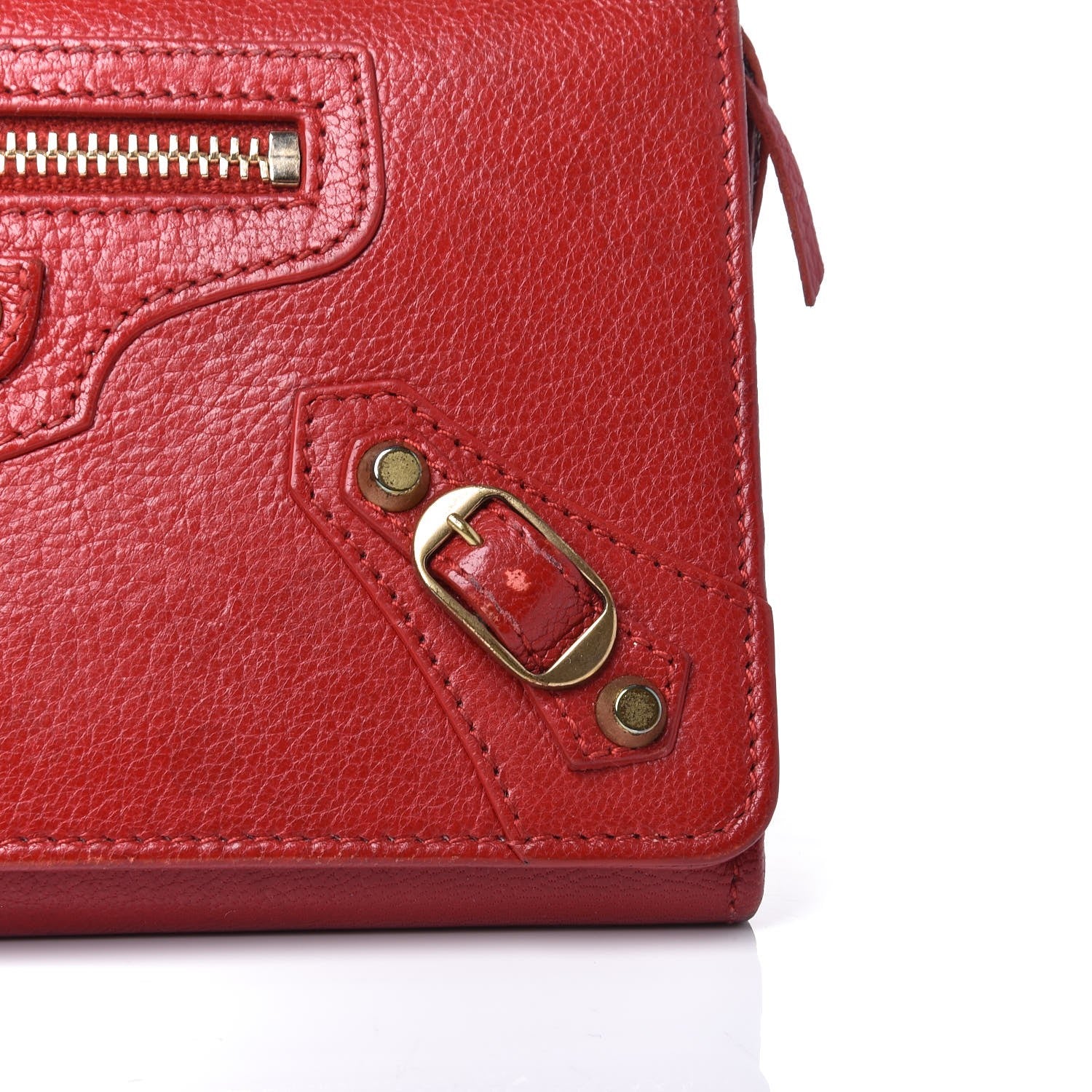 Balenciaga Agneau Classic Hardware Money Wallet Red 12 of 16
