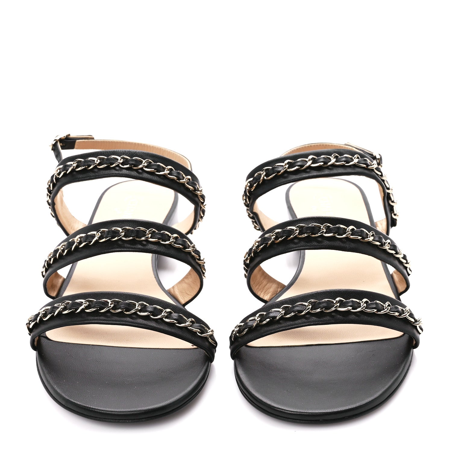 Chanel Lambskin Chain Sandals 41 Black 2 of 9