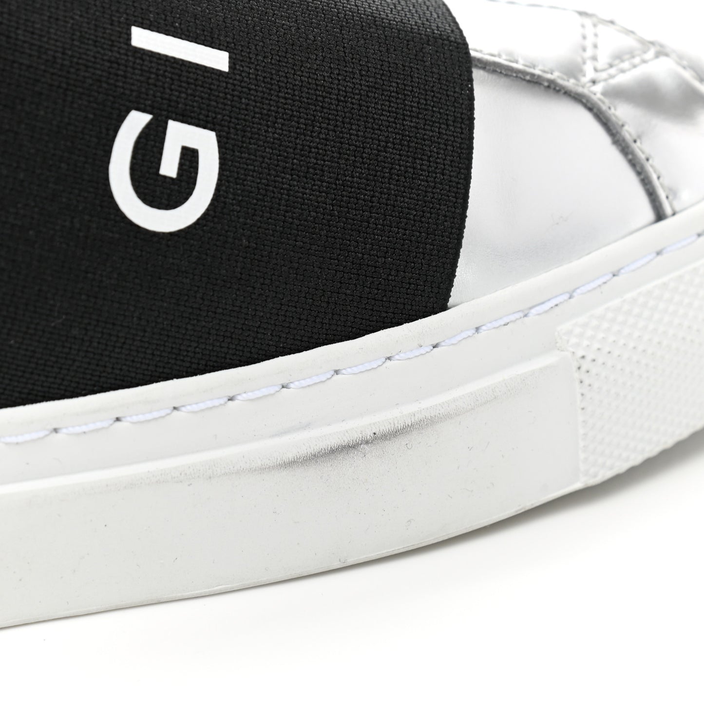 Calfskin Band Logo Womens Urban Street Sneakers 38.5 Silvery