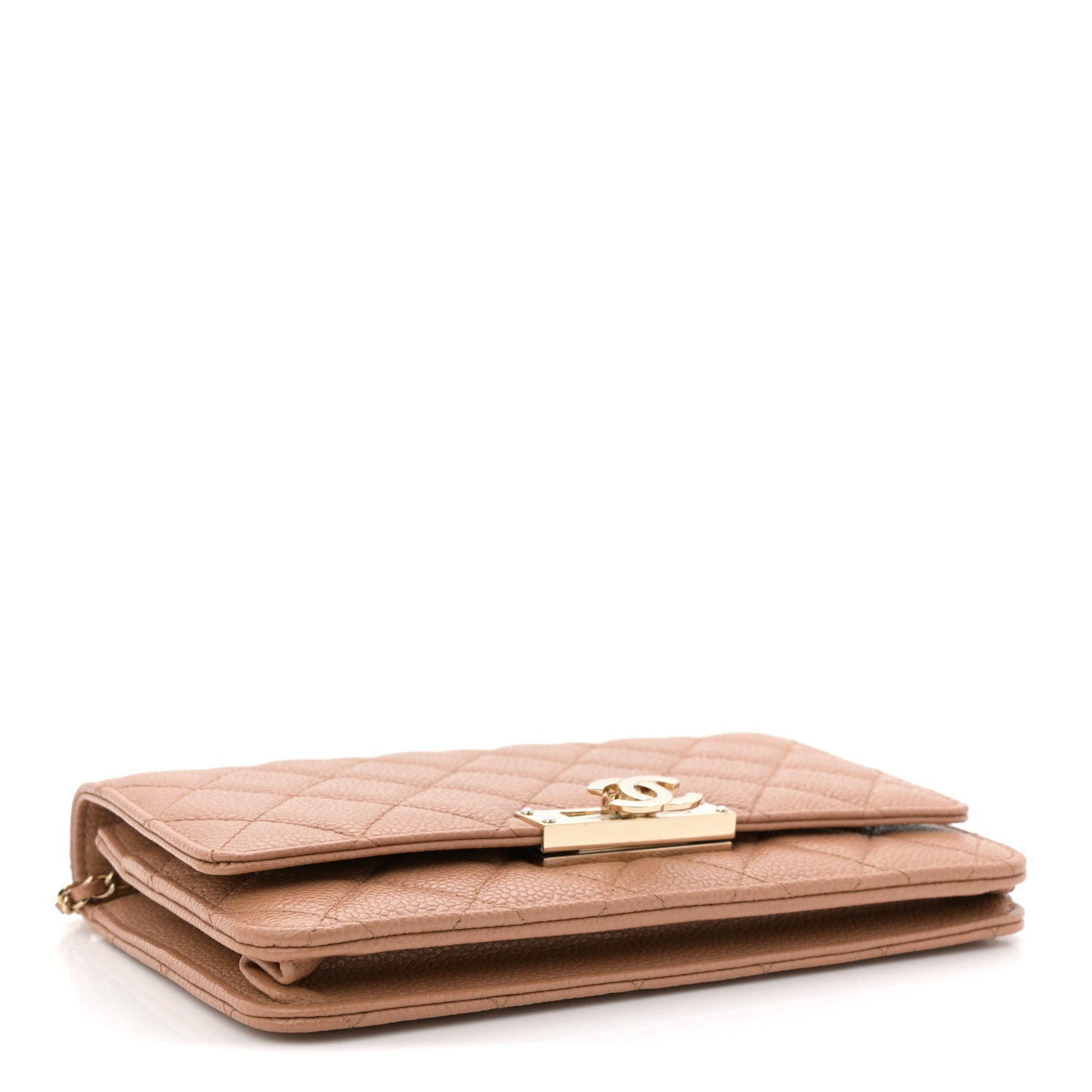 Chanel Caviar Quilted Golden Class Wallet On Chain WOC Beige 4 of 10