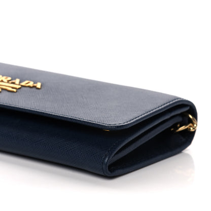 Prada Saffiano Metal Oro Chain Wallet Baltico 9 of 9