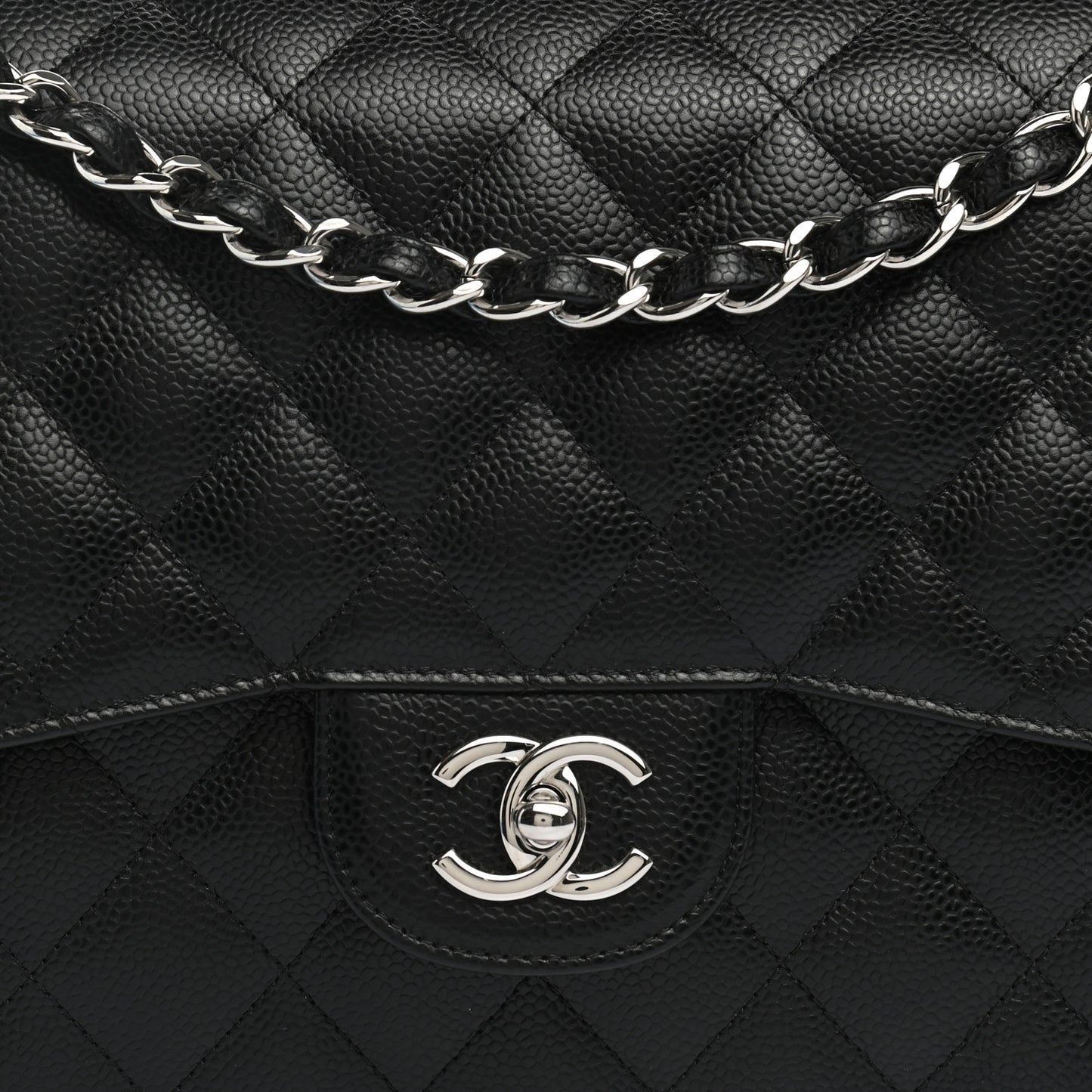 Caviar Quilted Jumbo Double Flap Black