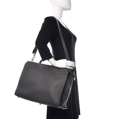 Fendi Cuoio Romano Selleria Monster Eyes Large Peekaboo Iconic Fit Satchel Asfalto 2 of 16