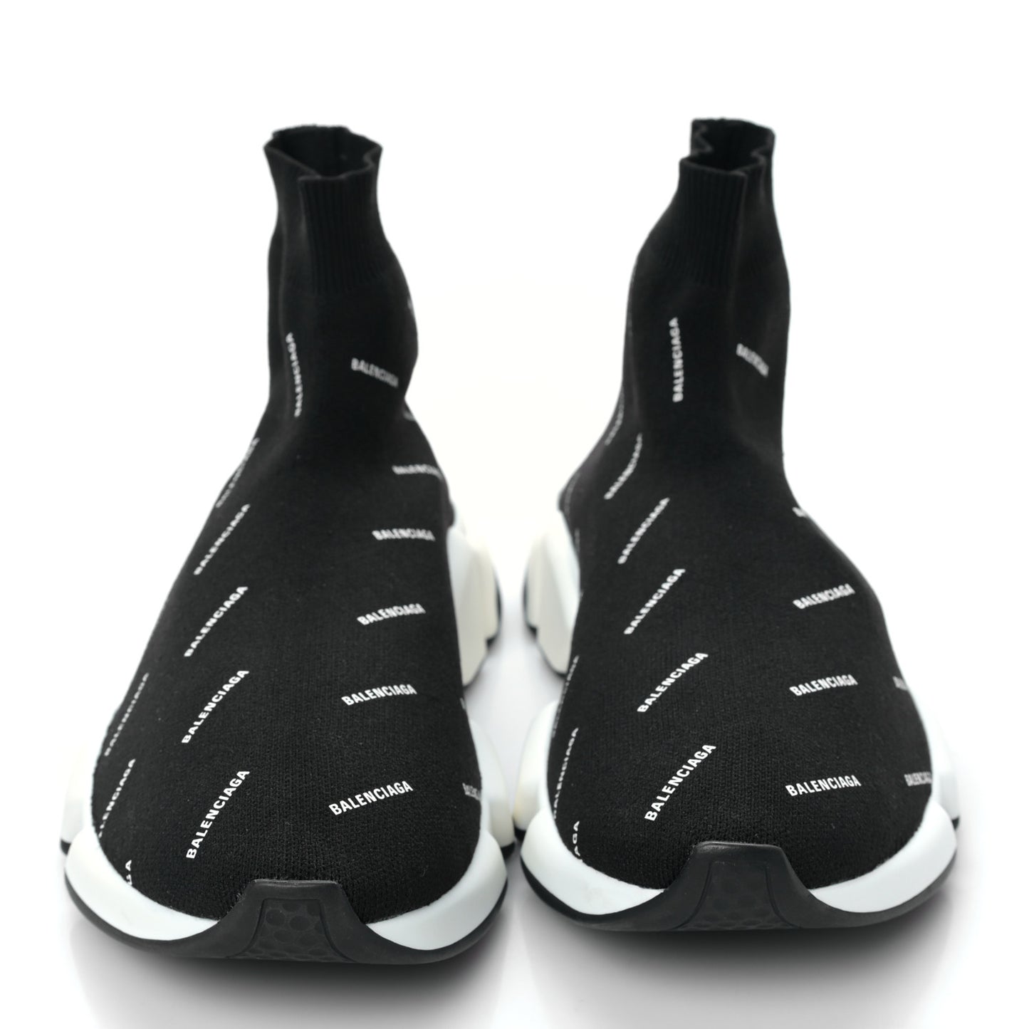 Neoprene Knit Allover Logo Bi-Color Sole Mens Speed Sneakers 10 Black White