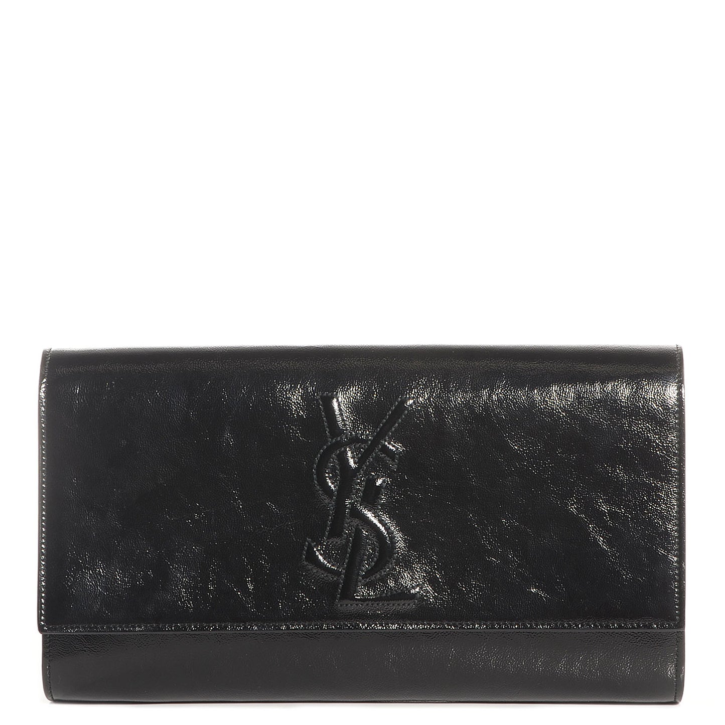 Textured Patent Monogram Large Belle De Jour Clutch Black