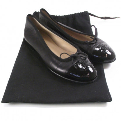Chanel Patent Leather Tip Ballerina Flats 34.5 Black 5 of 9