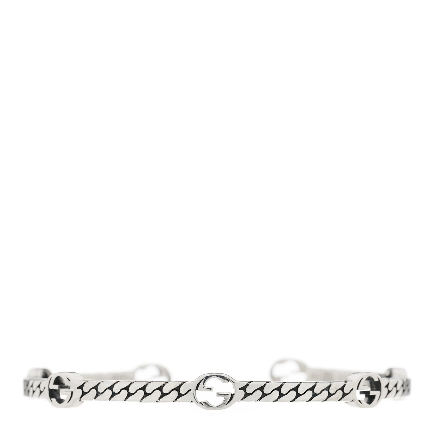 Sterling Silver Thin Interlocking G Cuff Bracelet 19