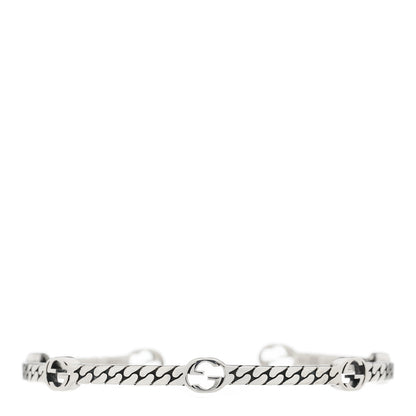 Gucci Sterling Silver Thin Interlocking G Cuff Bracelet 19 1 of 4