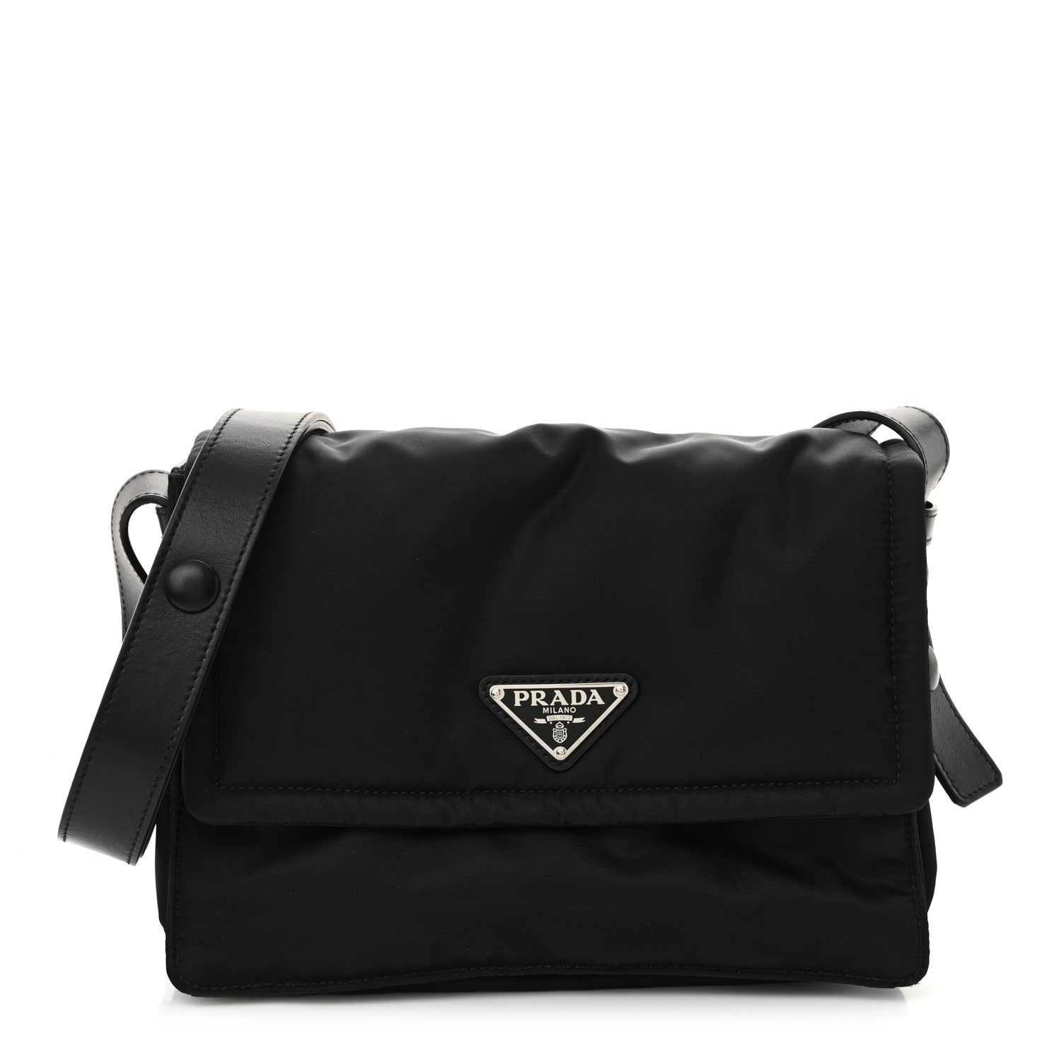 Prada Re-Nylon Vitello Padded Small Flap Shoulder Bag Black 1 of 10