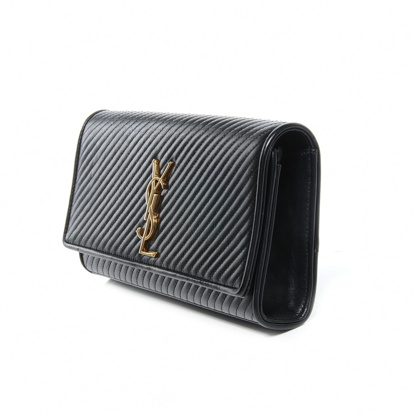 Quilted Leather Cassandre Clutch Black
