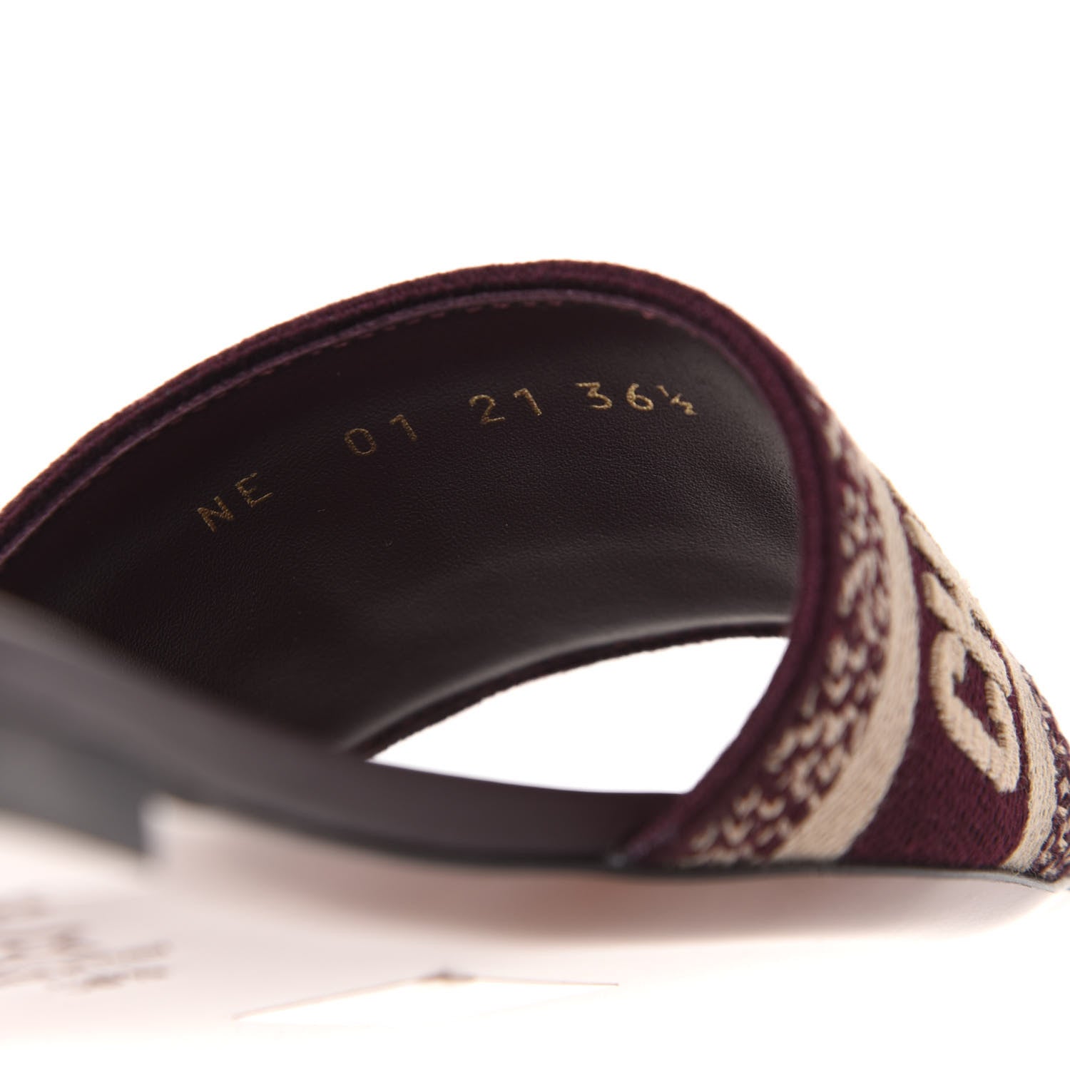Christian Dior Canvas Embroidered Dway Mules Slide Sandals 36.5 Burgundy 8 of 10
