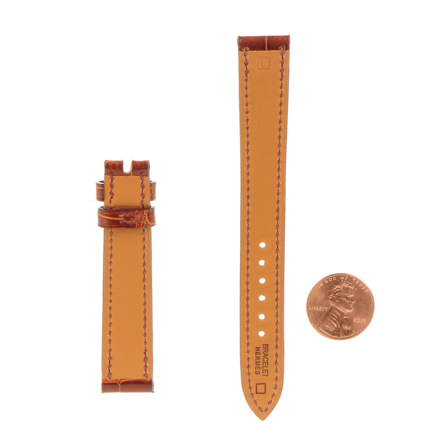 Hermes Shiny Alligator Watch Strap Miel 2 of 6