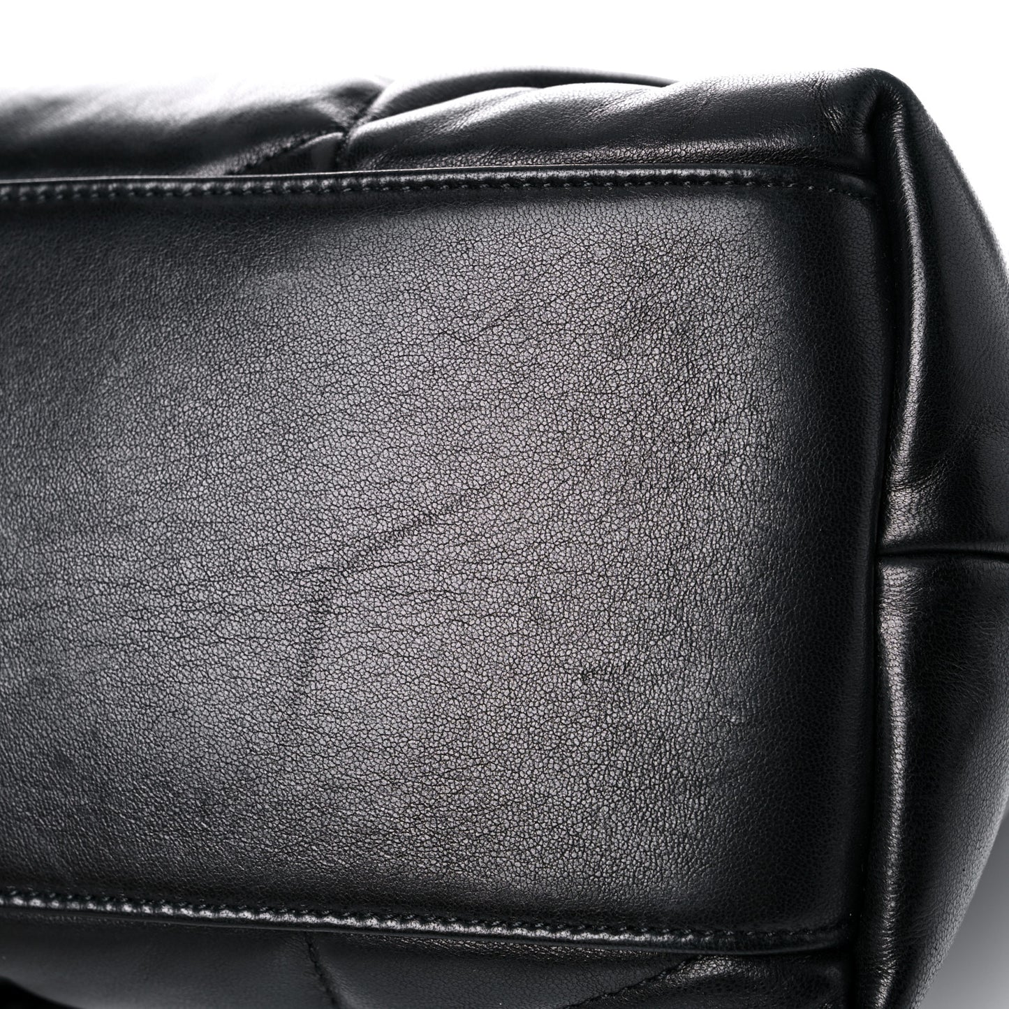 Lambskin Quilted Medium Loulou Puffer Monogram Chain Satchel Black