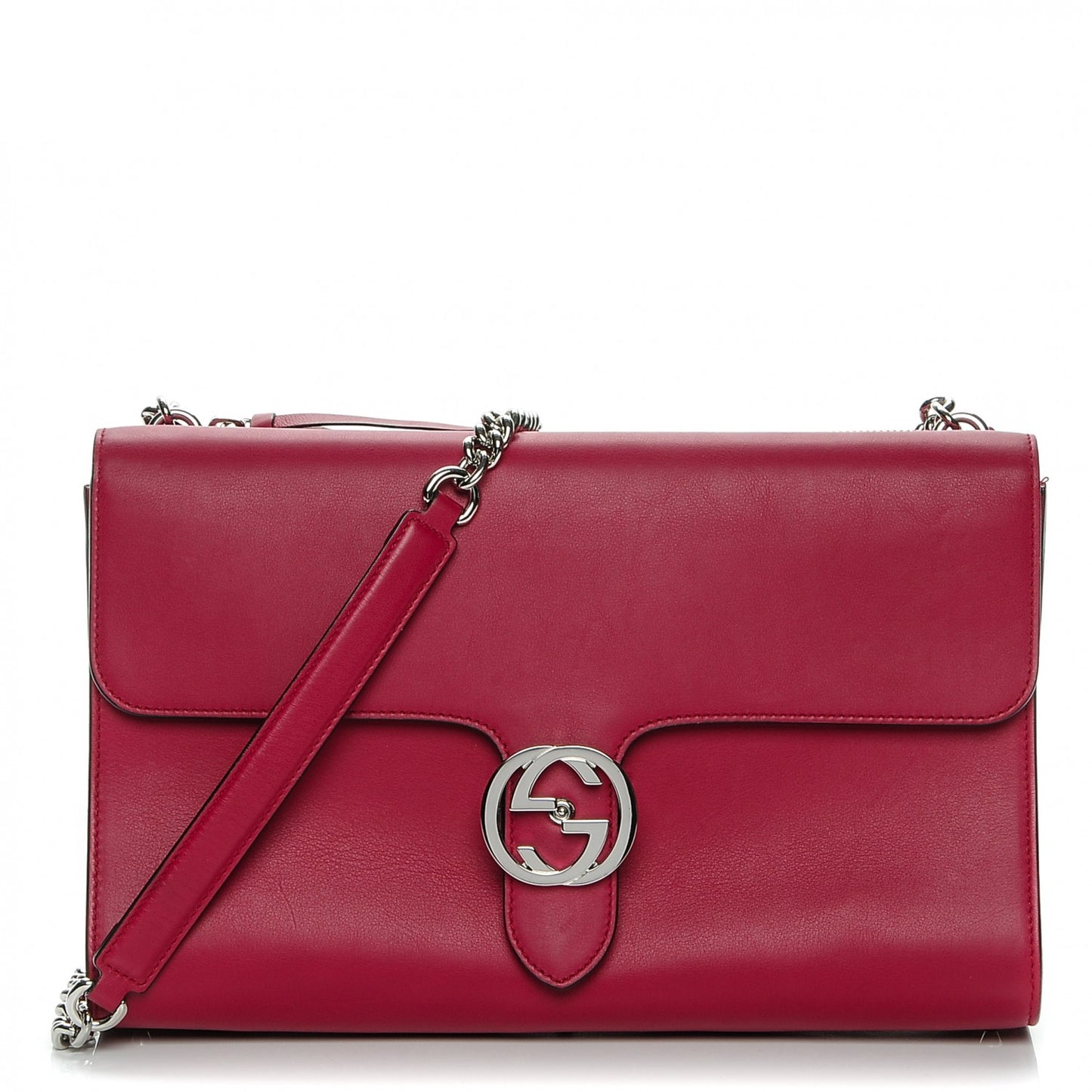 Moon Calfskin Medium Interlocking G Shoulder Bag Petunia
