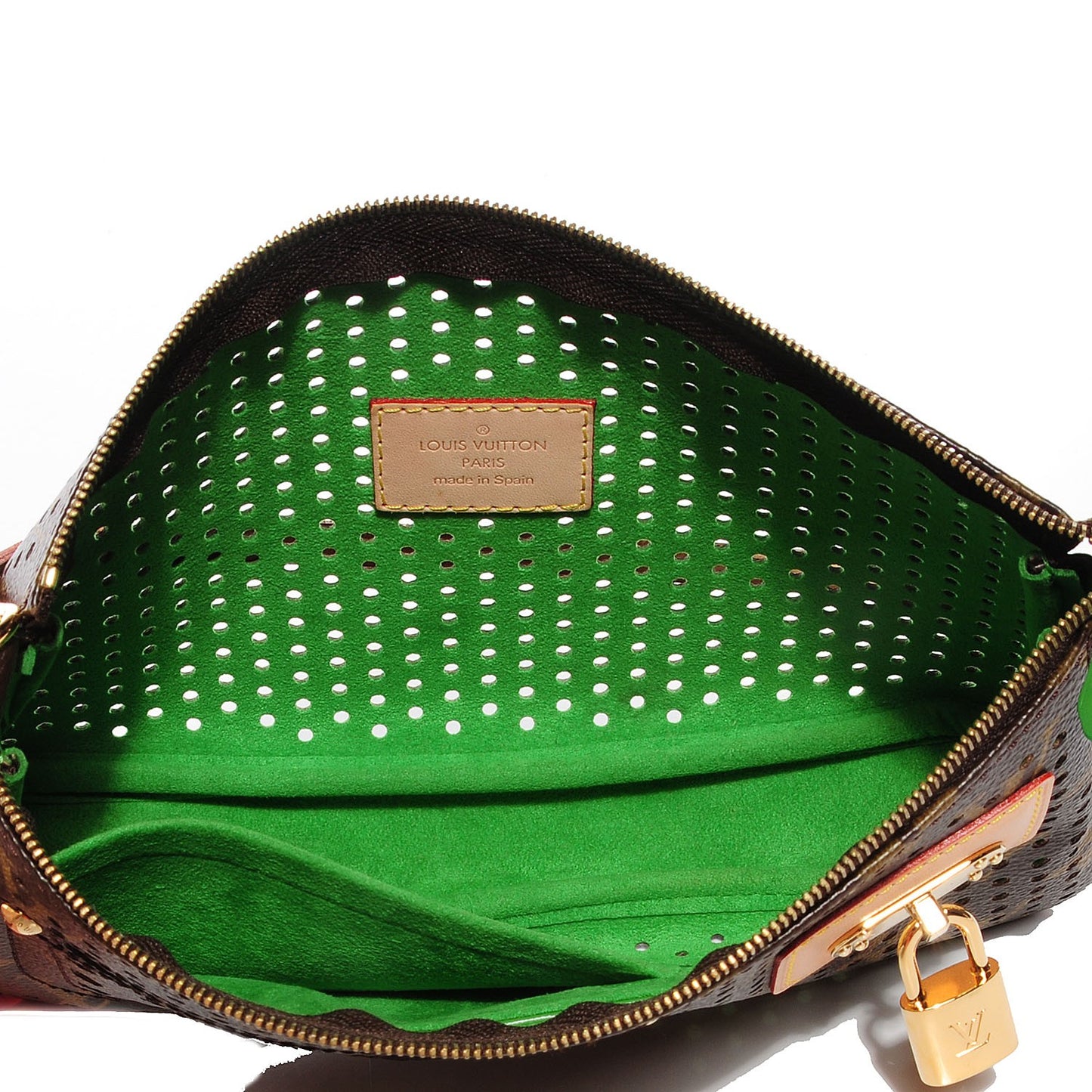 Monogram Perforated Pochette Accessories Bag Green