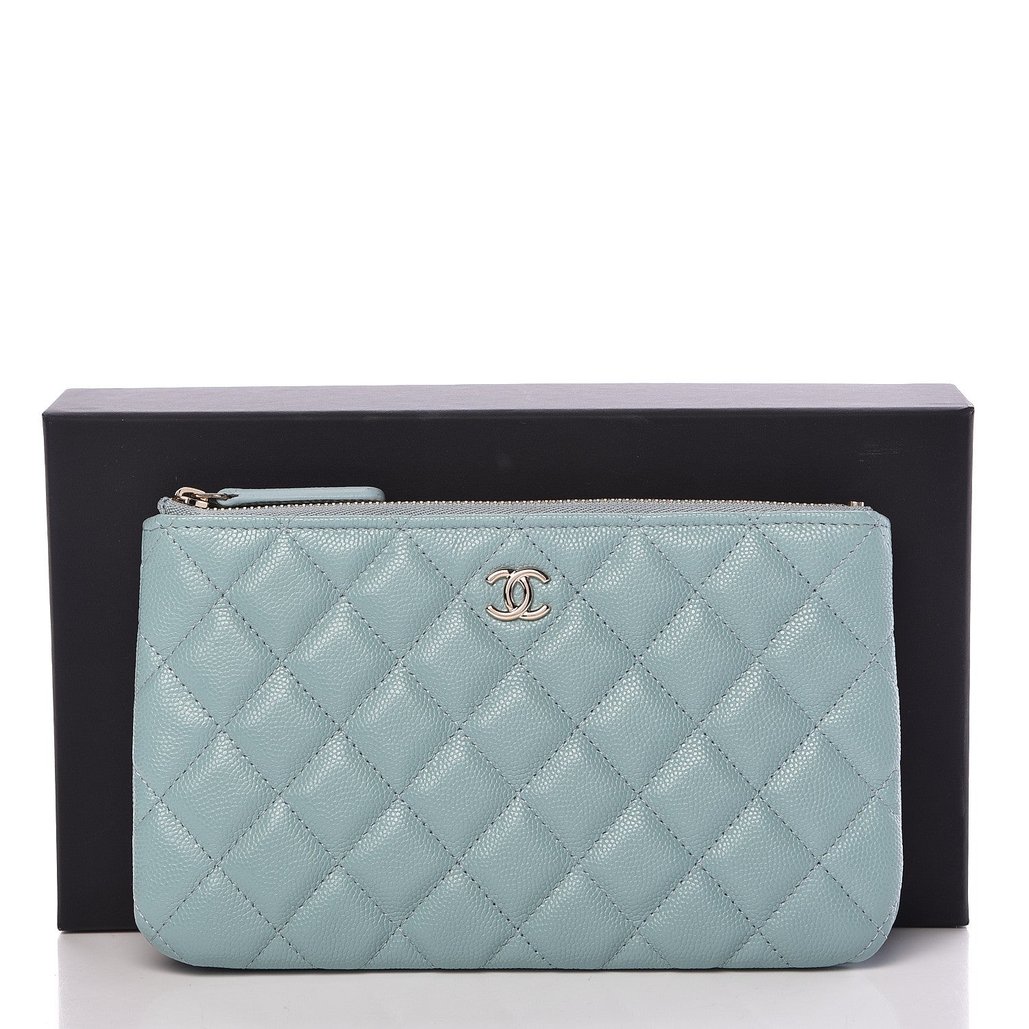 Chanel Caviar Quilted Cosmetic Case Light Blue 8 of 8