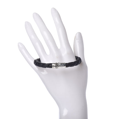 John Hardy Sterling Silver Leather Braided Bamboo Bracelet Black 2 of 5