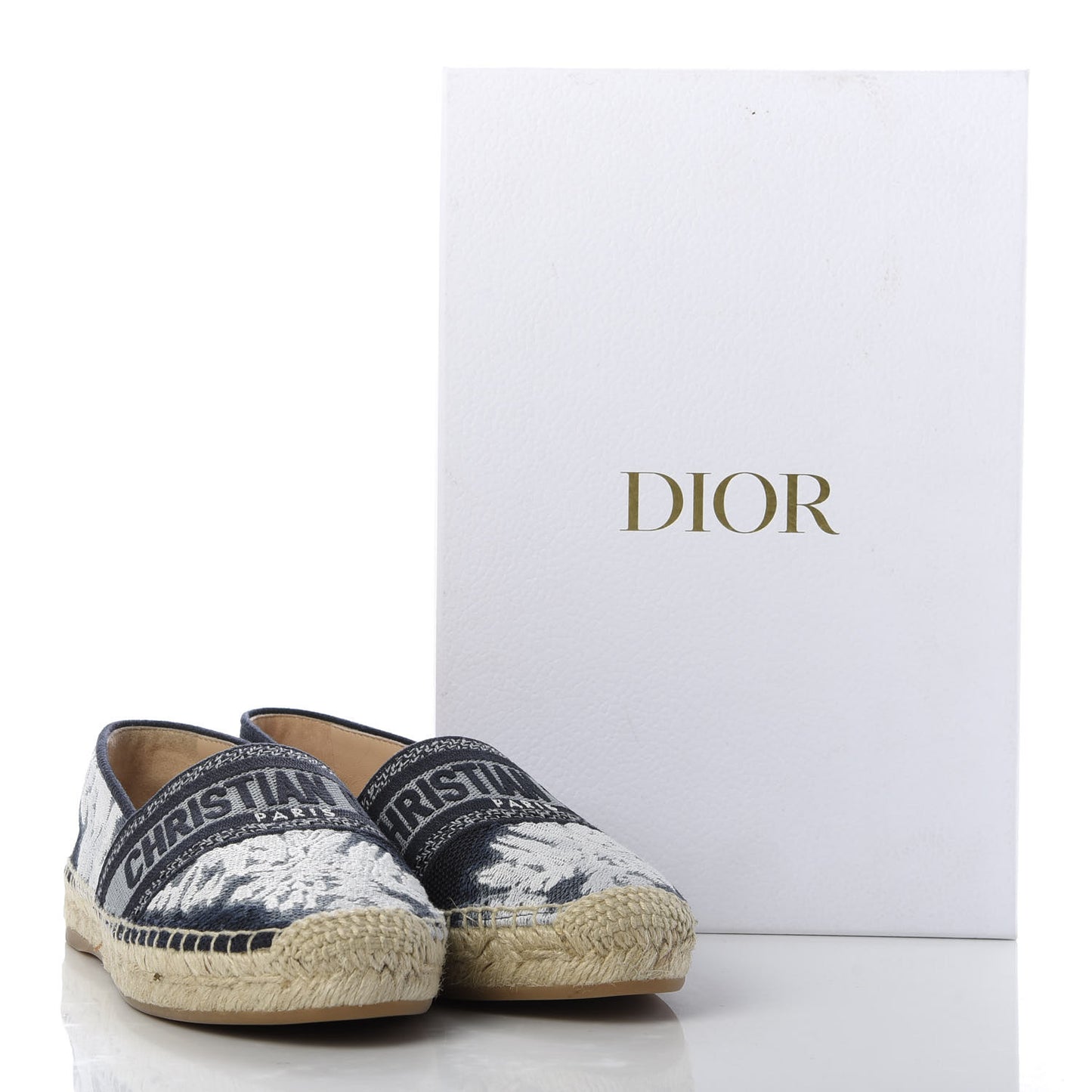Canvas Tie and Dior Embroidered Granville 15mm Espadrilles 37 Denim