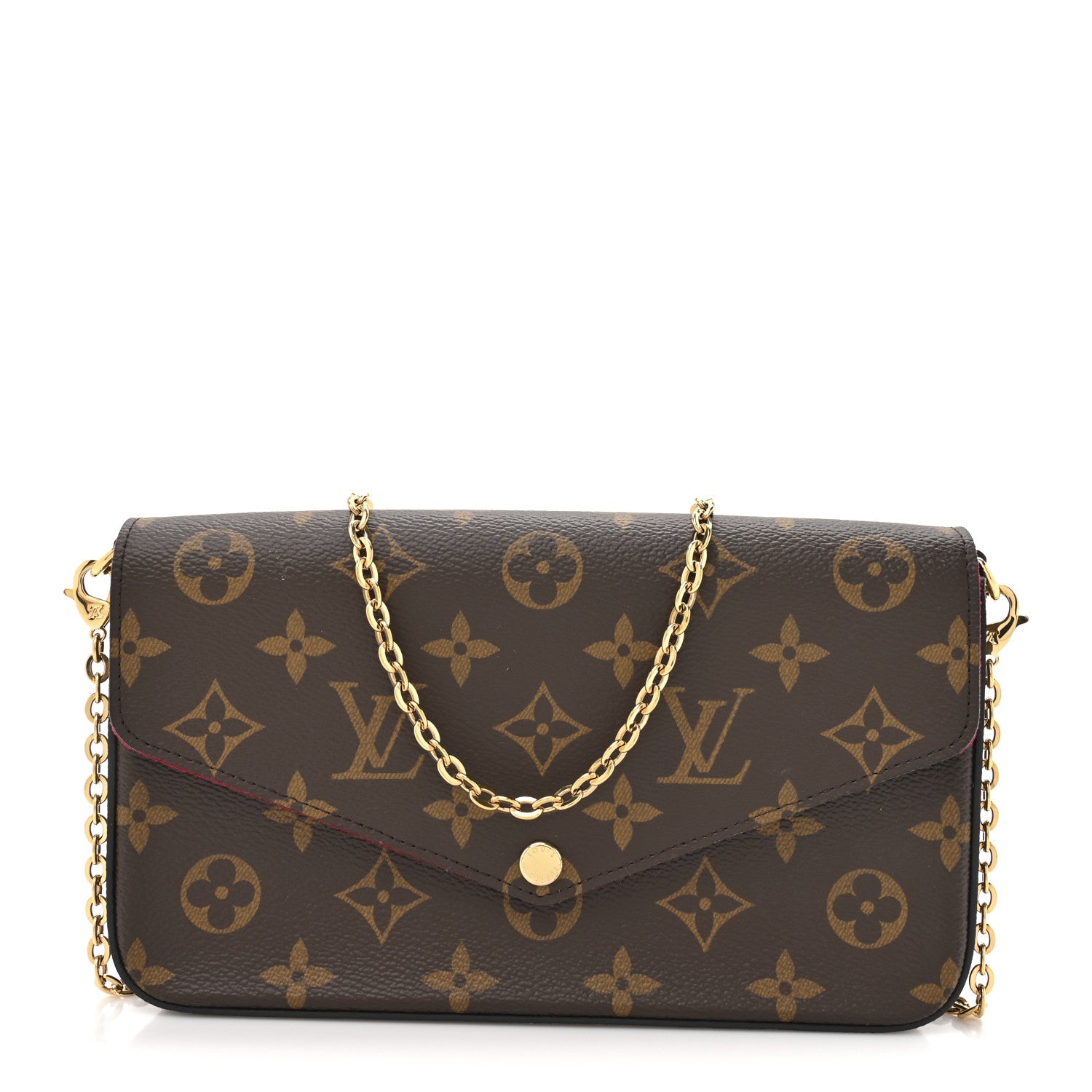 Louis Vuitton Monogram Pochette Felicie Chain Wallet Fuchsia 1 of 15