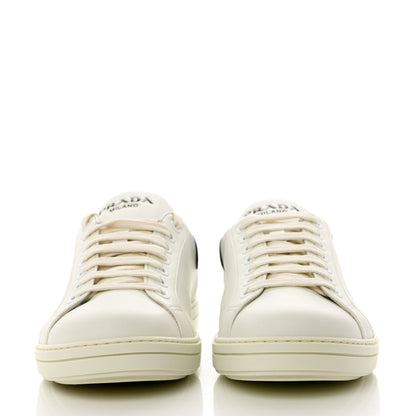 Prada Vitello Plume Mens Logo Low Top Sneakers 9.5 White Oltremare 2 of 9