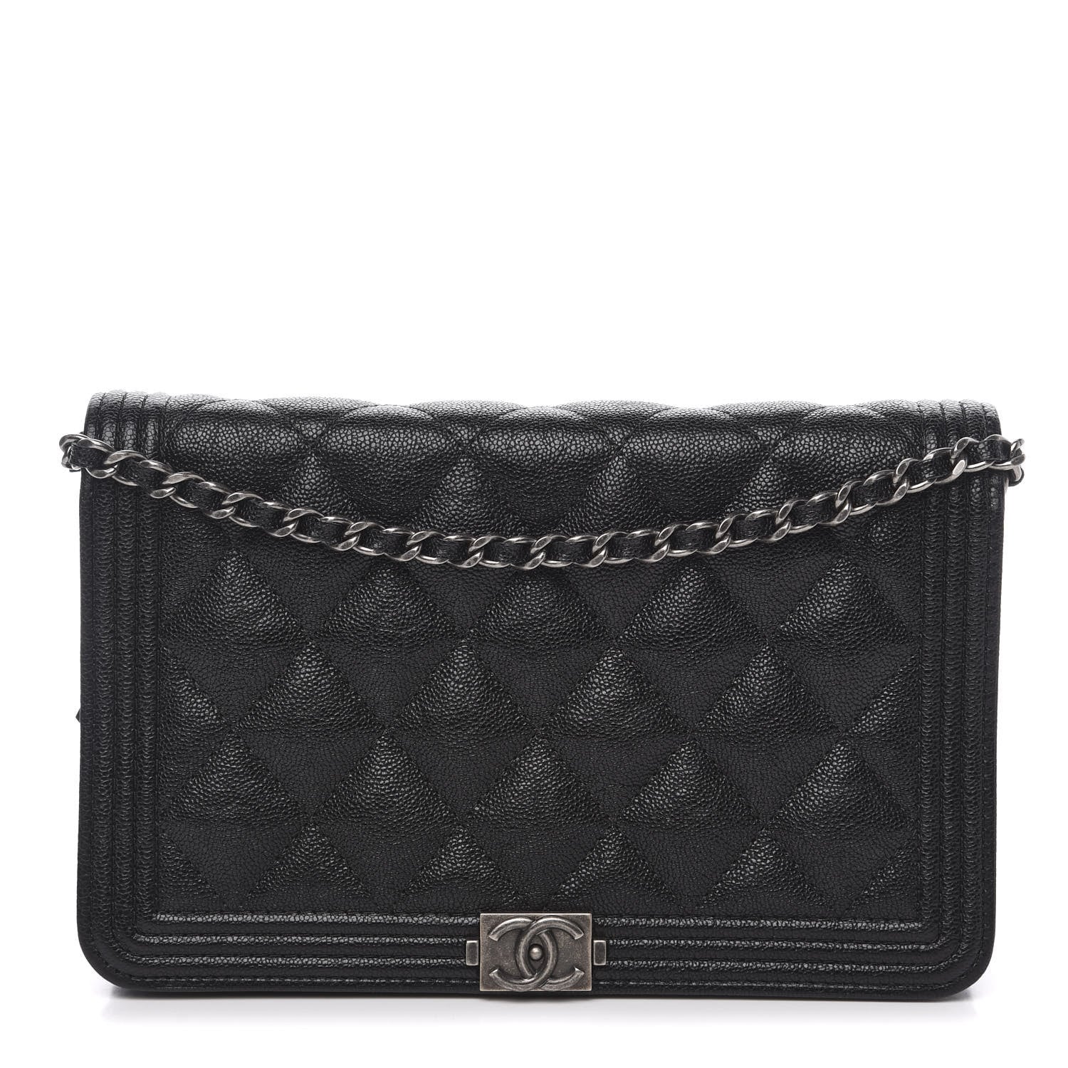 Chanel Caviar Quilted Boy Wallet On Chain WOC Black 1 of 11
