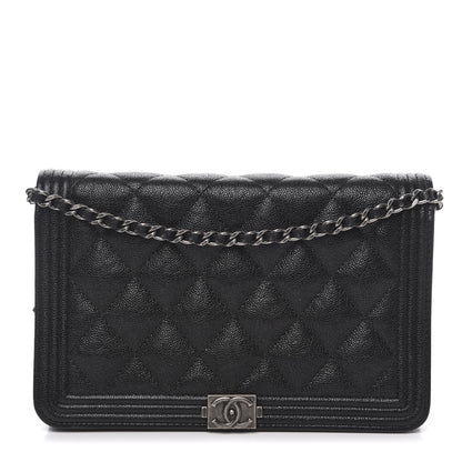 Chanel Caviar Quilted Boy Wallet On Chain WOC Black 1 of 11