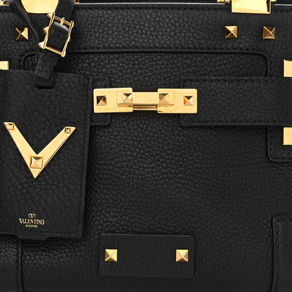 Valentino Garavani Grained Calfskin Twist Lock My Rockstud Shoulder Bag Black 8 of 10