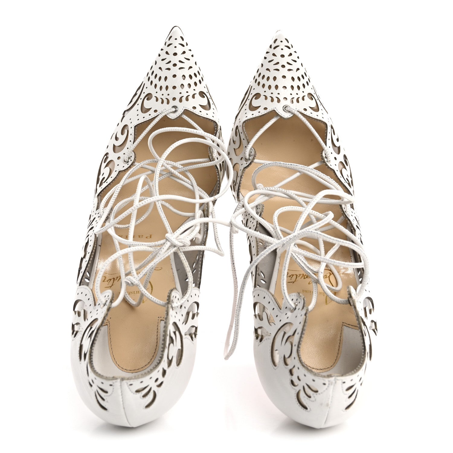 Christian Louboutin Calfskin PVC Impera 100 Pumps 38 White 2 of 13