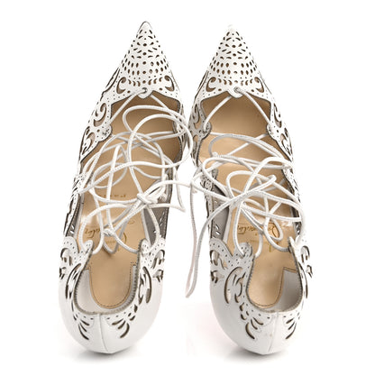 Christian Louboutin Calfskin PVC Impera 100 Pumps 38 White 2 of 13