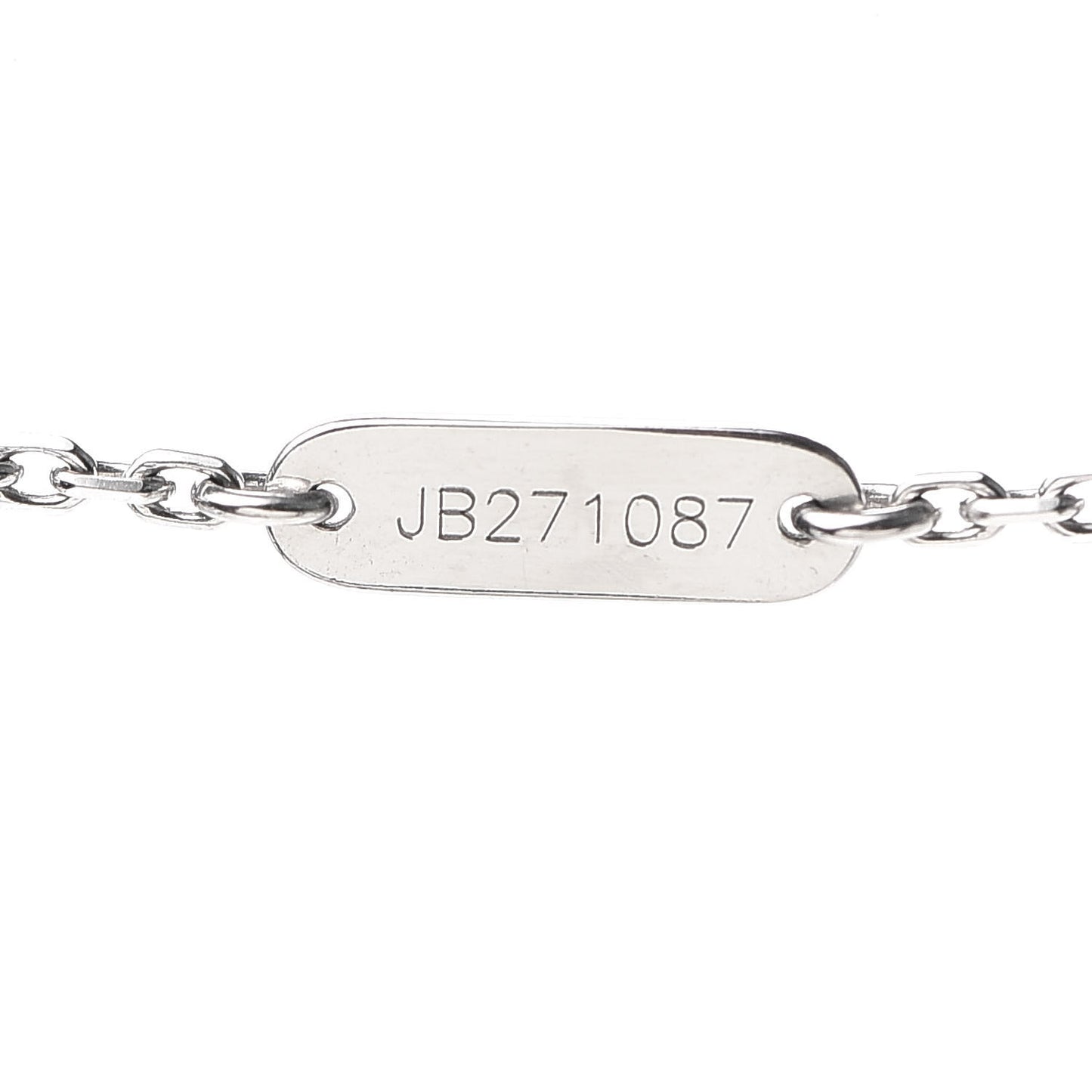 18K White Gold Mother of Pearl Vintage Alhambra Pendant Necklace