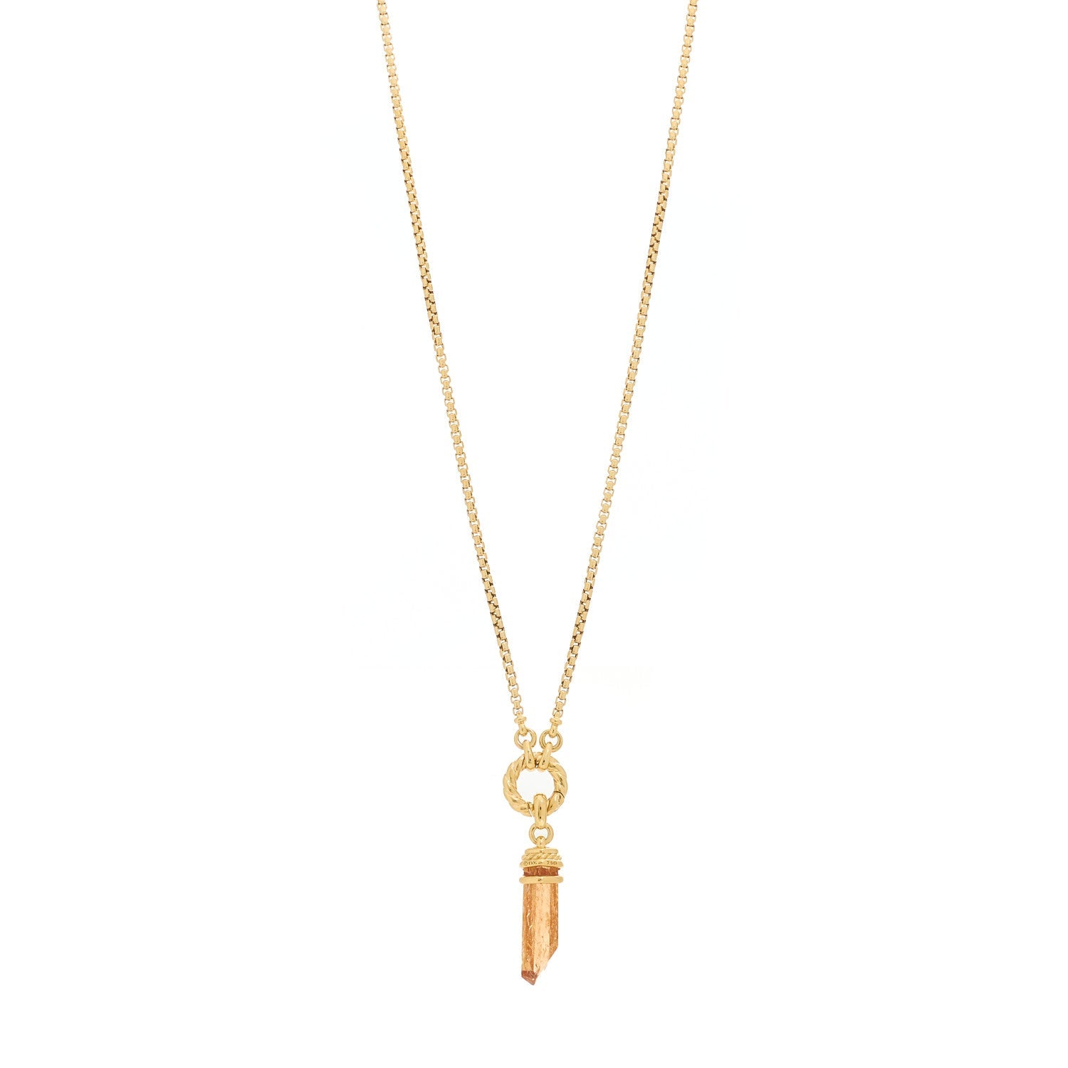 David Yurman 18K Yellow Gold Diamond Imperial Topaz Wrapped Amulet Pendant Cable Amulet Vehicle Box Chain Necklace 1 of 4