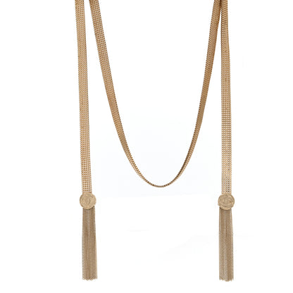 Chanel Metal CC Coin Fringe Chain Necklace Belt Gold 1 of 6