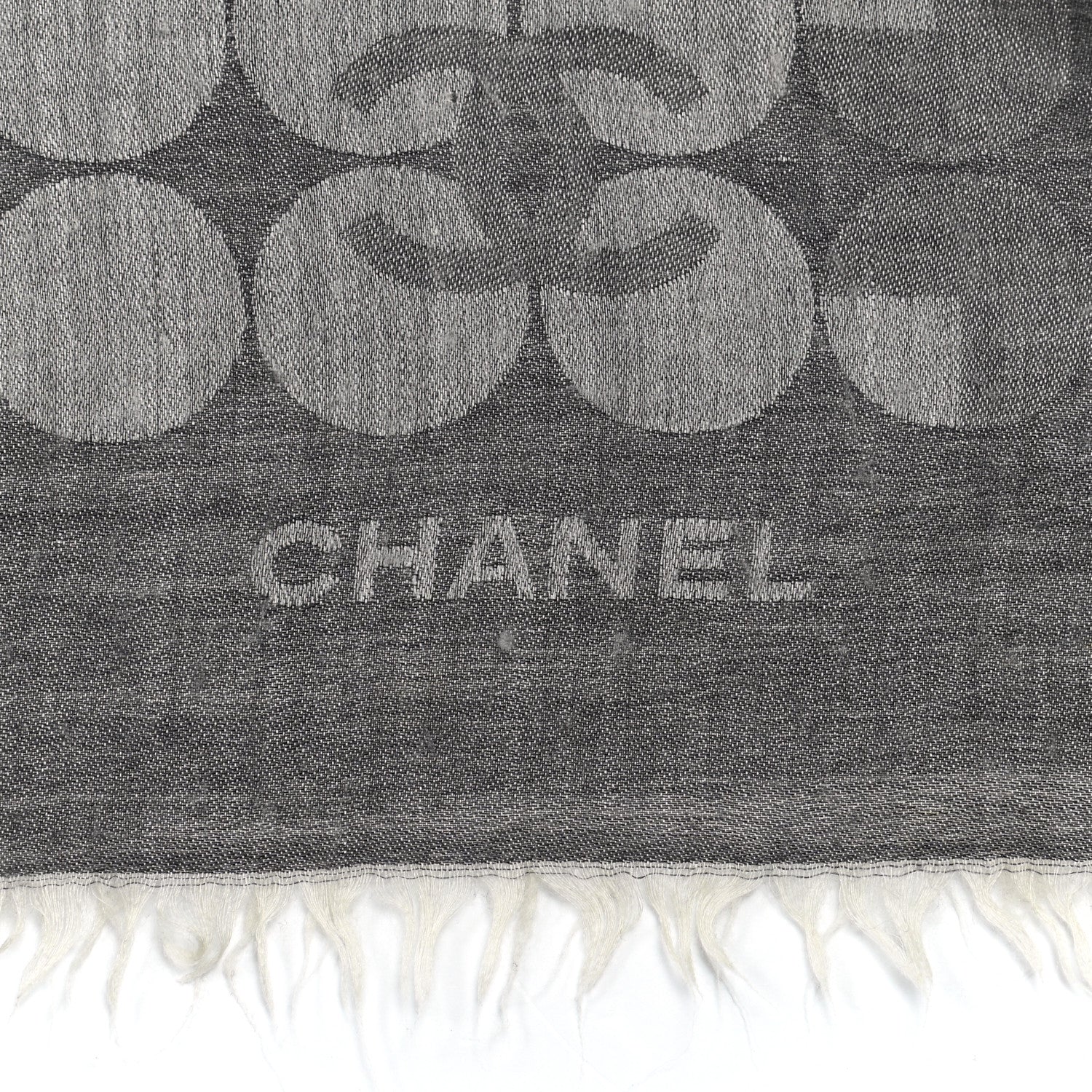 Chanel Cashmere Silk CC Scarf Grey 5 of 8