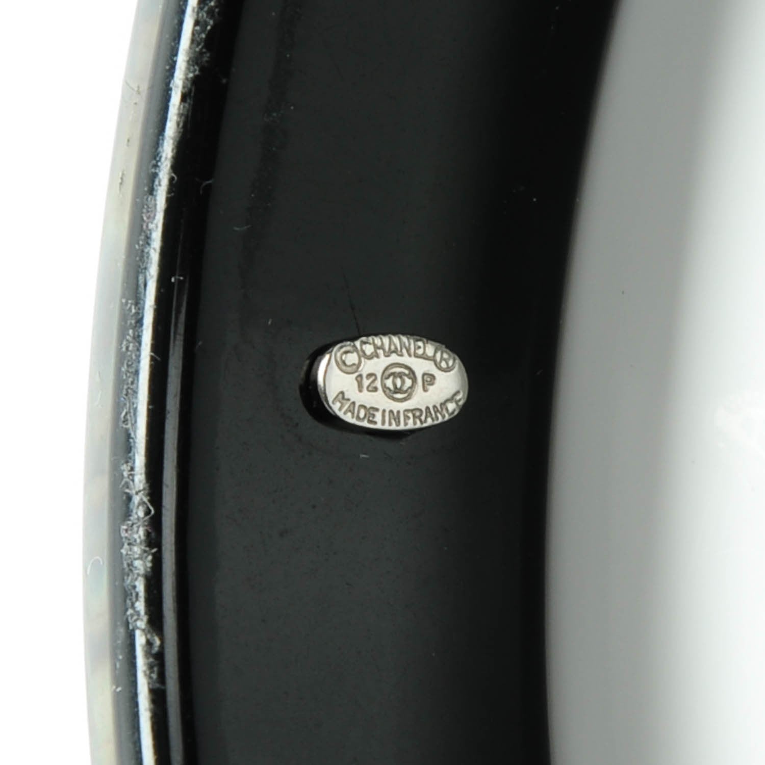 Chanel Resin Mother Of Pearl CC Bangle 4 of 5