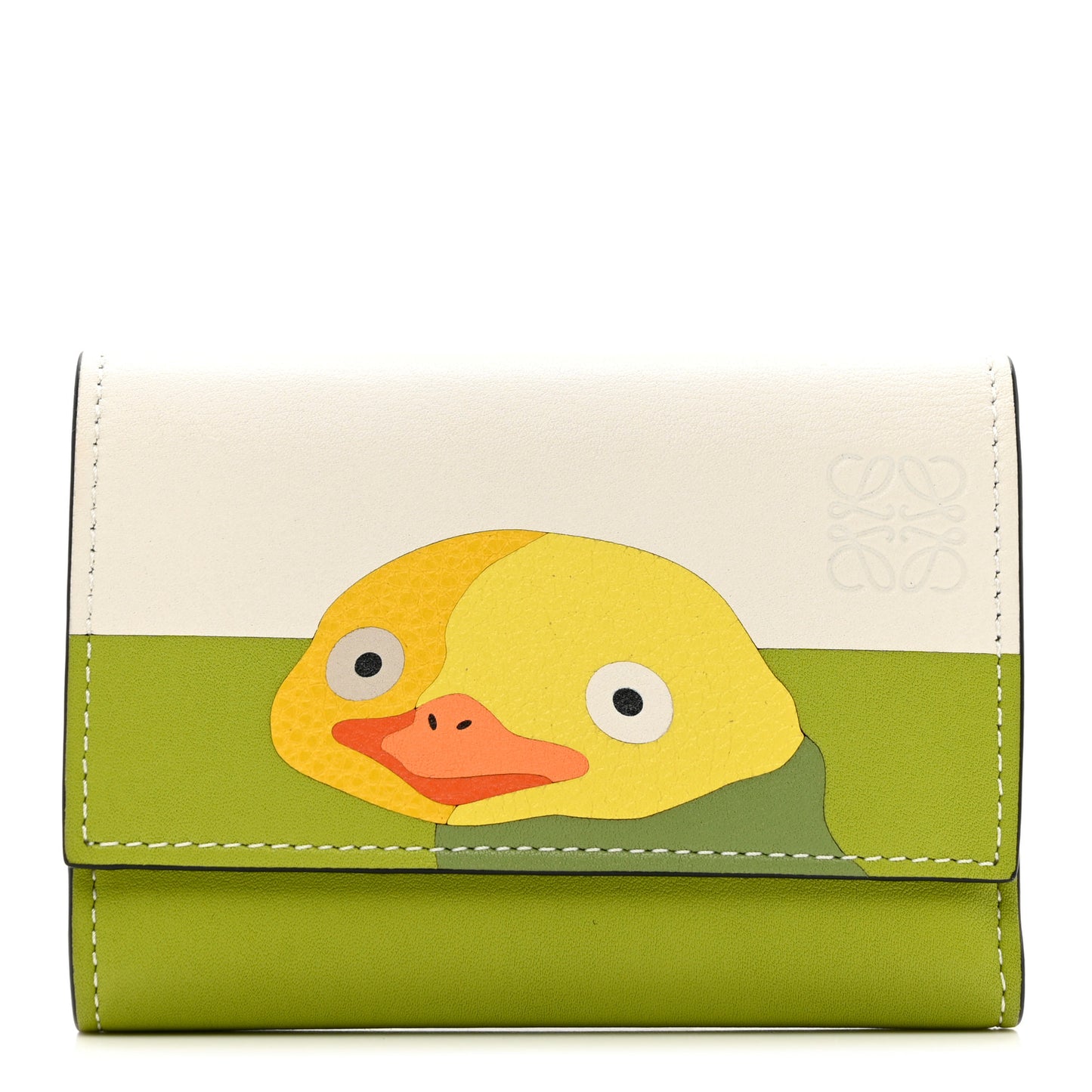 X SPIRITED AWAY Calfskin Otori-Sama Small Vertical Wallet Soft White Lemon Zest