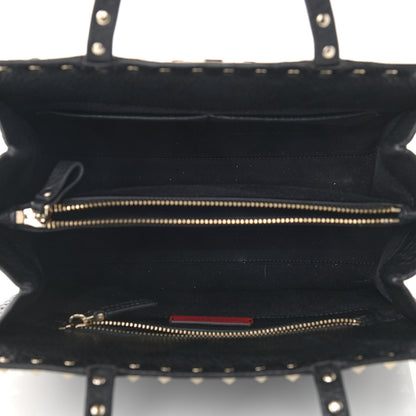 Valentino Garavani Grained Calfskin Rockstud Flip Lock Tote Black 4 of 9
