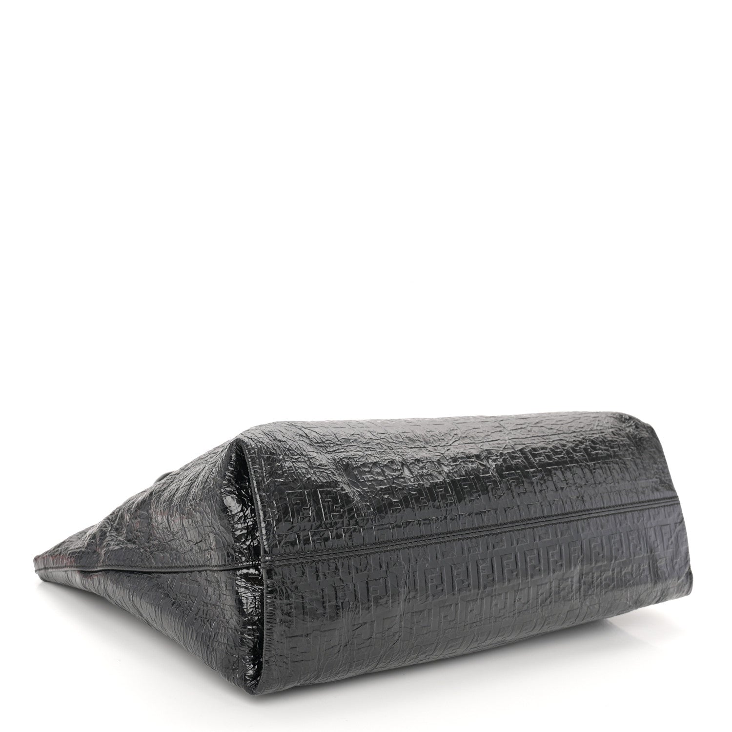 Fendi Crinkled Patent FF Hobo Shoulder Bag Black 4 of 11