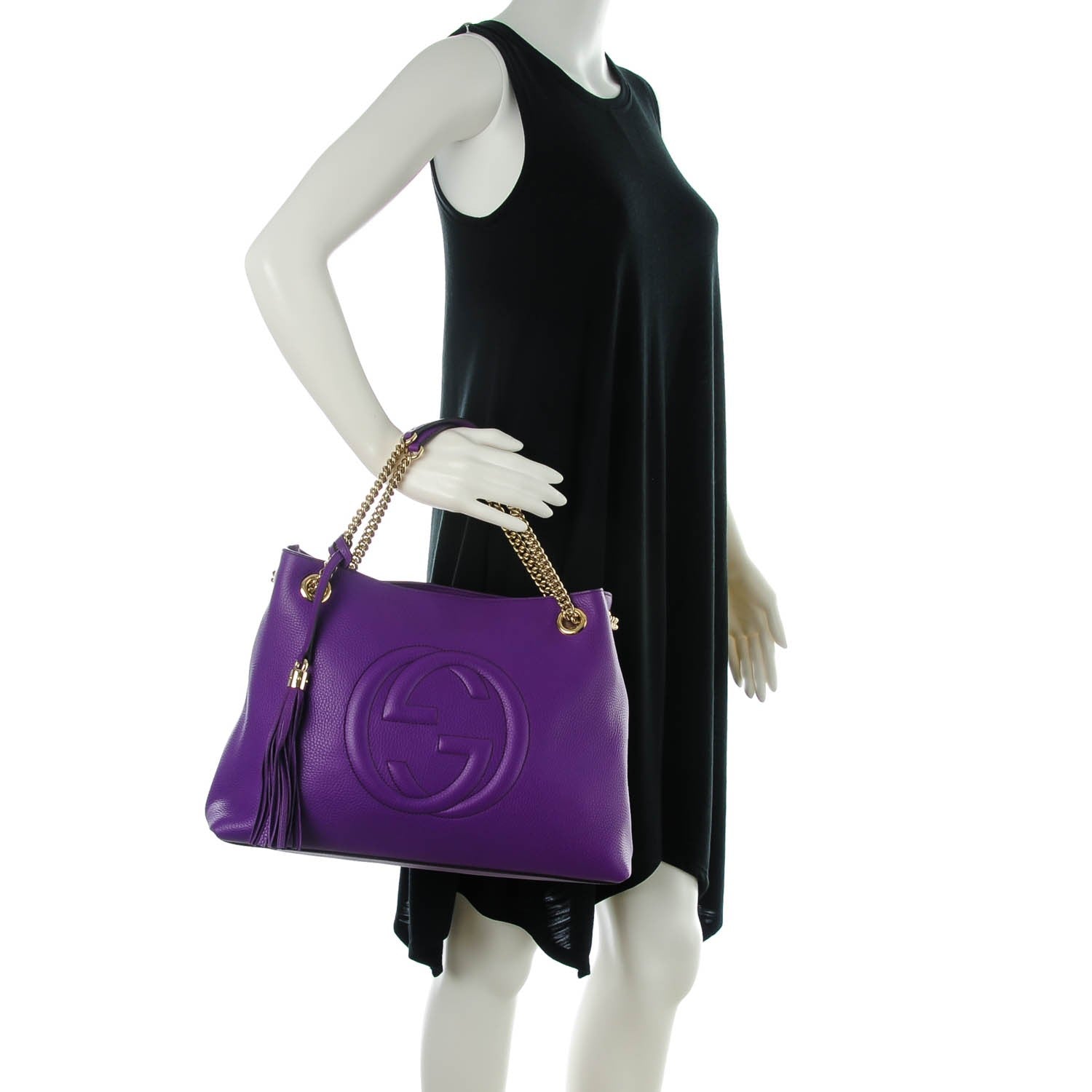 Gucci Pebbled Calfskin Medium Soho Chain Shoulder Bag Shine Purple 2 of 7