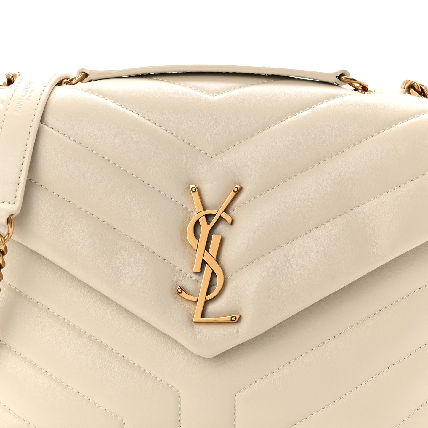 Calfskin Y Quilted Monogram Small Loulou Chain Satchel Crema Soft