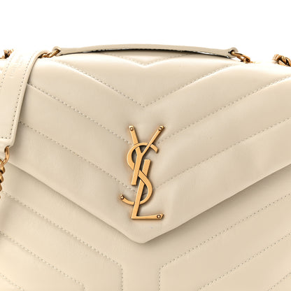 Saint Laurent Calfskin Y Quilted Monogram Small Loulou Chain Satchel Crema Soft 8 of 10