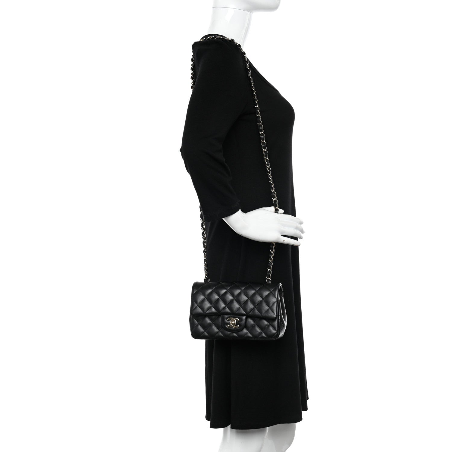 Chanel Lambskin Quilted Mini Rectangular Flap Black 2 of 11