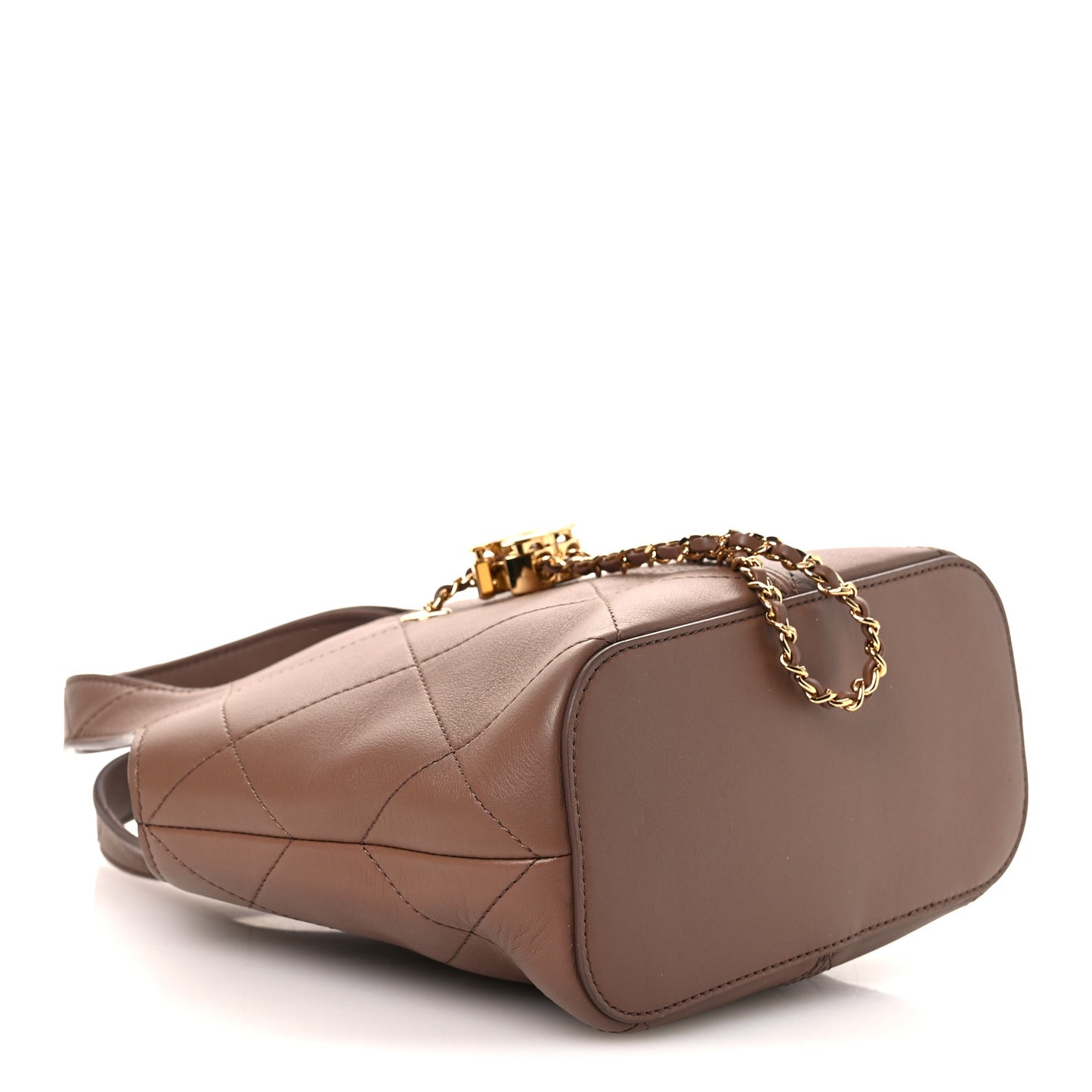 Calfskin Quilted Daily Trendy Shopping Bag Brown